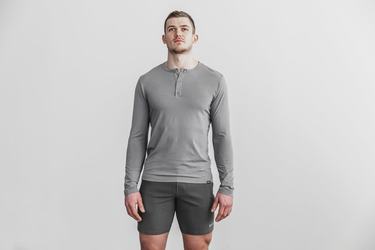 Nobull Lightweight Henley T-Shirt Lange Mouw Heren Donkergrijs | 279510-FGS
