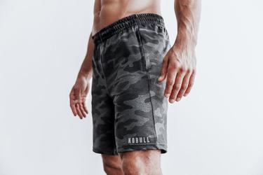 Nobull Lightweight Knit 9" Korte Broek Heren Donkergrijs Camo | 201863-ZMB