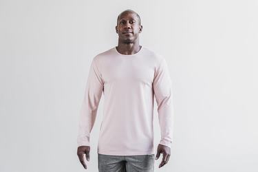 Nobull Lightweight T-Shirt Lange Mouw Heren Roze | 035149-NJX