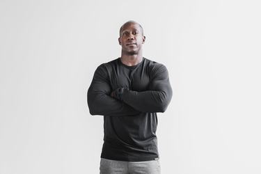 Nobull Lightweight T-Shirt Lange Mouw Heren Zwart | 904732-ZUC