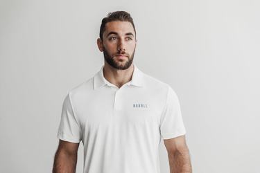 Nobull Lightweight Textured Polo T-shirts Heren Wit Camo | 920634-DPF