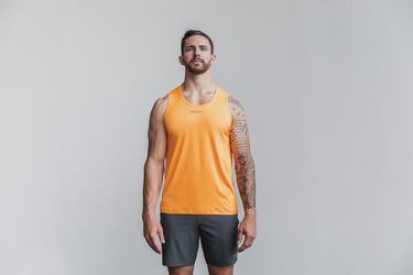 Nobull Lightweight Textured Tank Neon Tanktop Heren Oranje Camo | 612504-AOF
