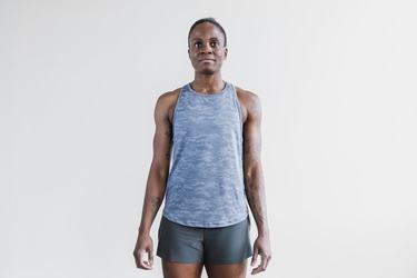 Nobull Lightweight Textured Tank Tanktop Dames Blauw Camo | 270548-LAJ