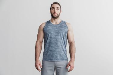 Nobull Lightweight Textured Tank Tanktop Heren Blauw Camo | 798561-IRY