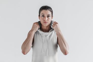 Nobull Microplush Mouwloos Hoodie Dames Grijs | 529367-OJC