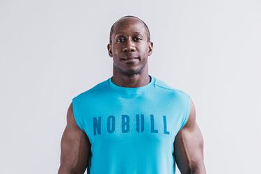 Nobull Mouwloos T-shirts Heren Blauw | 361290-SEM