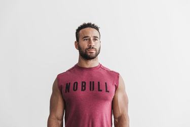 Nobull Mouwloos T-shirts Heren Rood | 890526-UNT