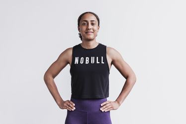Nobull Muscle Tank Tanktop Dames Zwart Wit | 325980-RPN