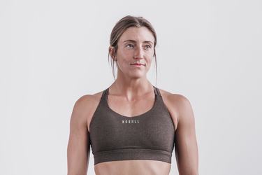 Nobull Pace Plush Heather Sport Bh Dames Koffie | 238715-ZWX
