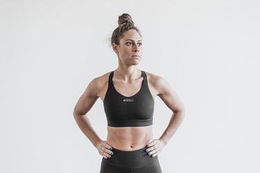 Nobull Pace Plush Heather Sport Bh Dames Zwart | 743589-BEH