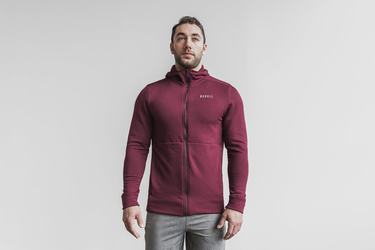Nobull Performance Zip-up Hoodie Heren Dieprood | 563712-DPN