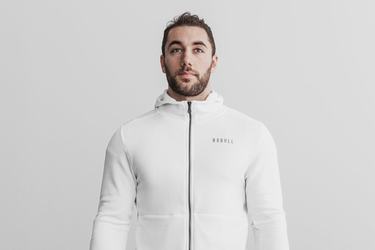 Nobull Performance Zip-up Hoodie Heren Wit | 382401-PFE