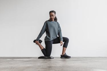 Nobull Quilted Crew Pullover Dames Donkergrijs | 905163-VIK