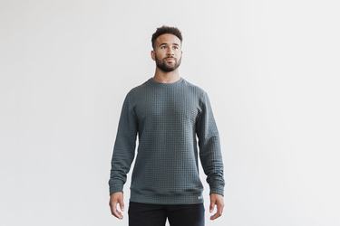 Nobull Quilted Crew Pullover Heren Donkergrijs | 349065-MEF
