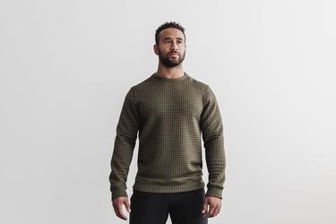 Nobull Quilted Crew Pullover Heren Groen | 297183-BOS