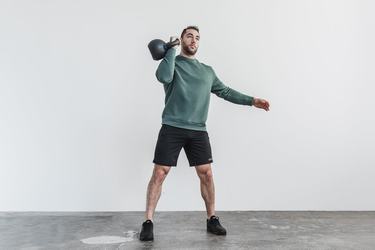 Nobull Quilted Crew Pullover Heren Olijfgroen | 805361-SOG