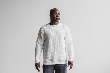 Nobull Quilted Crew Pullover Heren Wit | 279301-JEA