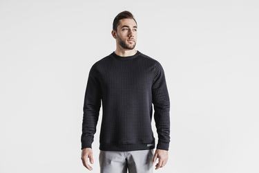 Nobull Quilted Crew Pullover Heren Zwart | 419650-DTO