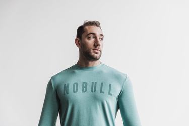 Nobull T-Shirt Lange Mouw Heren Blauw | 849172-TSV