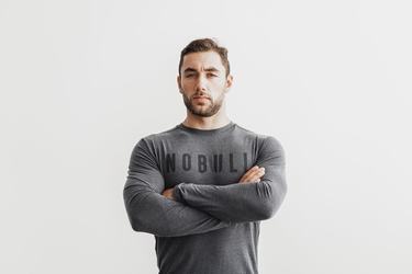 Nobull T-Shirt Lange Mouw Heren Diepgrijs | 965428-HWZ