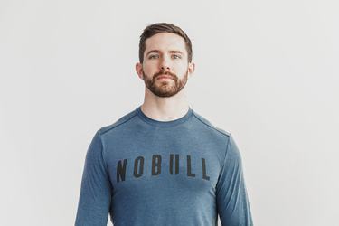 Nobull T-Shirt Lange Mouw Heren Diepturquoise | 286301-WFA