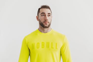 Nobull T-Shirt Lange Mouw Heren Geel | 506497-NQF