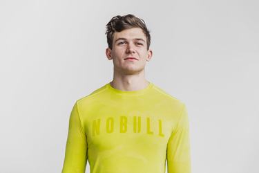 Nobull T-Shirt Lange Mouw Heren Geel Camo | 239716-ERP