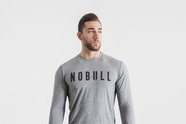 Nobull T-Shirt Lange Mouw Heren Grijs | 912748-RZK
