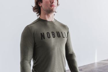 Nobull T-Shirt Lange Mouw Heren Groen | 839217-FNL