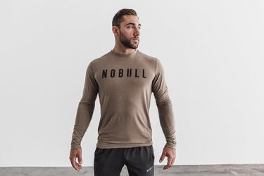 Nobull T-Shirt Lange Mouw Heren Lichtbruin | 870659-AOG