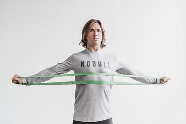 Nobull T-Shirt Lange Mouw Heren Lichtgrijs | 472560-BQS