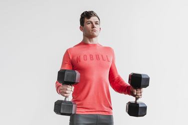 Nobull T-Shirt Lange Mouw Heren Rood | 368149-JGL