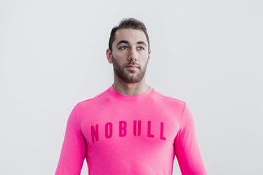Nobull T-Shirt Lange Mouw Heren Roze | 594082-QMY