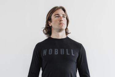 Nobull T-Shirt Lange Mouw Heren Zwart | 284915-VCZ