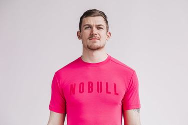 Nobull T-shirts Heren Roze | 603175-QMX