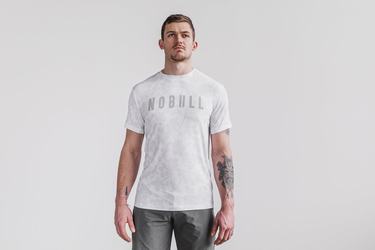 Nobull T-shirts Heren Wit Roze | 068134-RNW