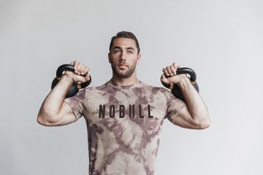 Nobull Tie-Dye T-shirts Heren Bruin | 983402-ZIM