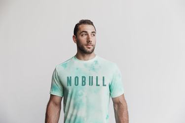 Nobull Tie-Dye T-shirts Heren Lichtturquoise | 957268-KUB