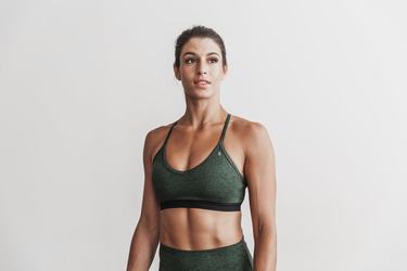 Nobull V-Neck Matte Sport Bh Dames Groen | 419630-HPX