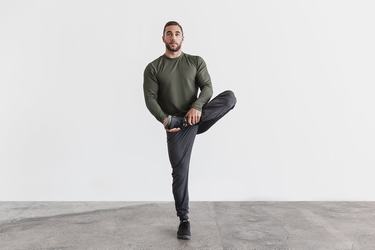 Nobull Waffle T-Shirt Lange Mouw Heren Groen | 938746-LJB