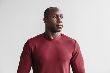 Nobull Waffle T-Shirt Lange Mouw Heren Rood | 143798-ZDR