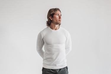 Nobull Waffle T-Shirt Lange Mouw Heren Wit | 385716-TEZ